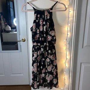 Super Cute Flower Print Black Dress. Blue Rain Francesca‘s.